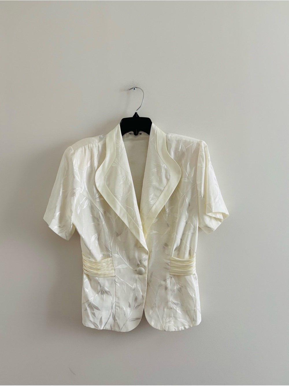VTG Dawn Joy Blazer Ivory Satin Short Sleeve Womens 10 Formal Elegant Bridal 80s